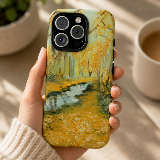 Golden Autumn Path Phone Case – Original Painting by Alina Madan Art