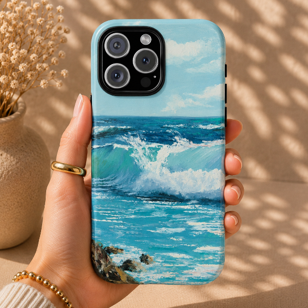 Turquoise Ocean Waves Phone Case – Original Painting by Alina Madan Art