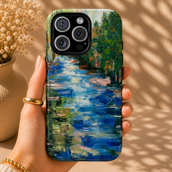 Reflections on the Water Phone Case – Original Painting by Alina Madan Art