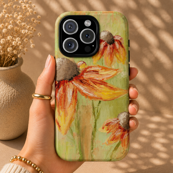 Golden Wildflower Meadow Phone Case – Original Painting by Alina Madan Art