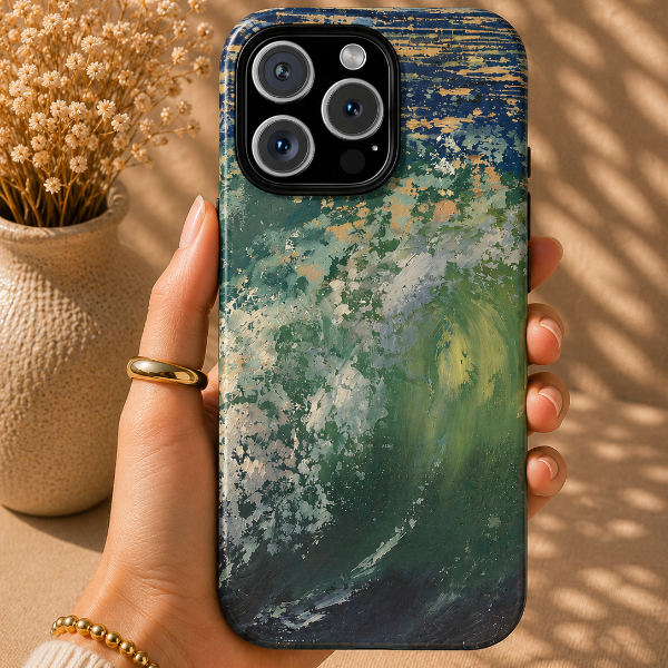 Emerald Ocean Wave Phone Case – Original Painting by Alina Madan Art