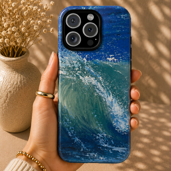 Deep Blue Ocean Wave Phone Case – Original Painting by Alina Madan Art
