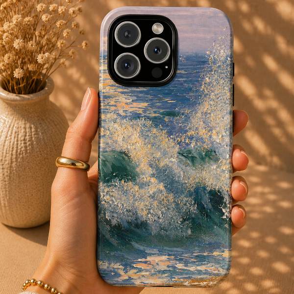 Seafoam Light Waves Phone Case – Original Painting by Alina Madan Art