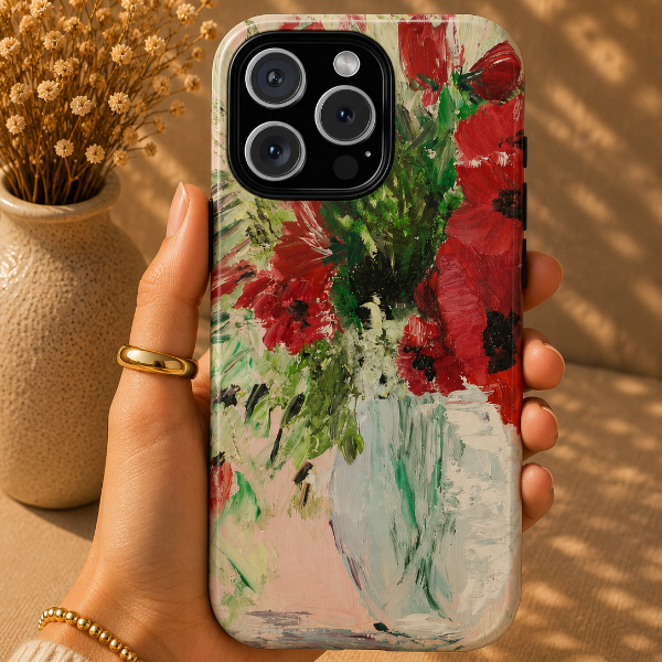 Red Poppy Bouquet Phone Case – Original Painting by Alina Madan Art