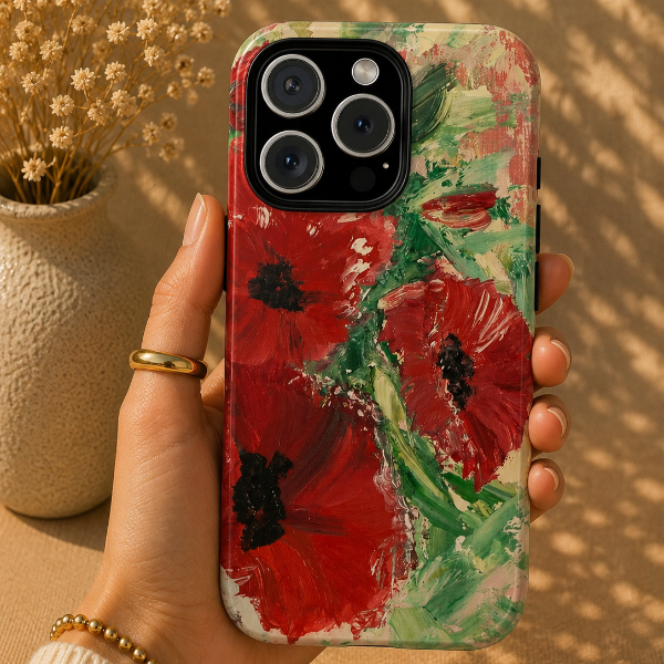Red Poppy Bouquet Phone Case – Original Painting by Alina Madan Art