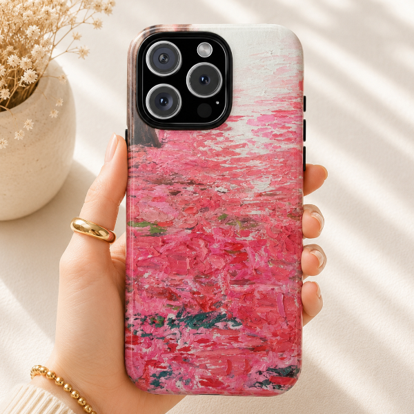 Pink Petal Path Phone Case – Abstract Impressionist Floral Art by Alina Madan Art