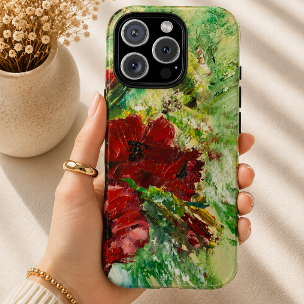 Red Poppy Garden Phone Case – Expressive Floral Original Painting by Alina Madan Art