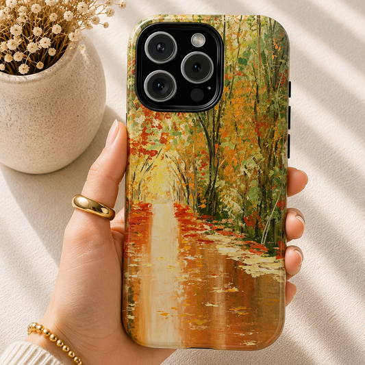 Autumn Forest Reflection Phone Case – Original Landscape Painting by Alina Madan Art