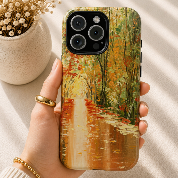 Autumn Forest Reflection Phone Case – Original Landscape Painting by Alina Madan Art