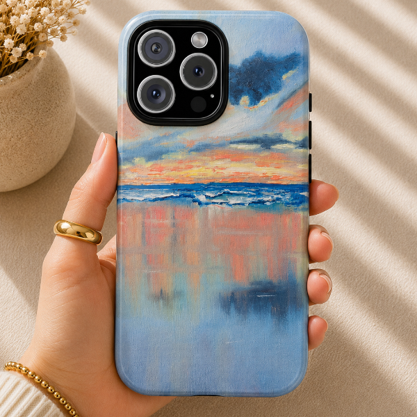 Pastel Ocean Reflection Phone Case – Original Sunset Seascape by Alina Madan Art