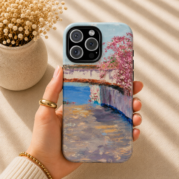 Mediterranean Seaside Street Phone Case – Original Coastal Painting by Alina Madan Art