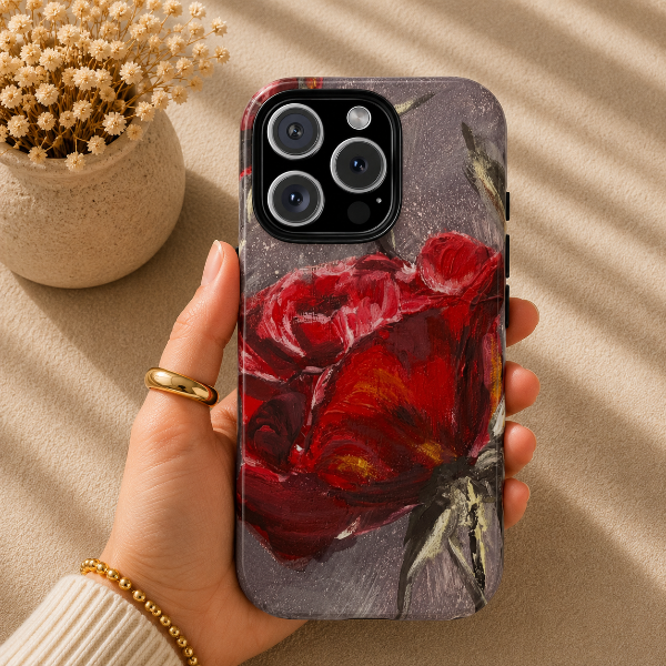 Velvet Crimson Rose Phone Case – Original Floral Art by Alina Madan