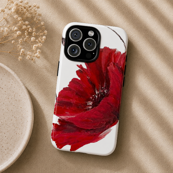 Bold Red Poppy Phone Case – Original Floral Art by Alina Madan
