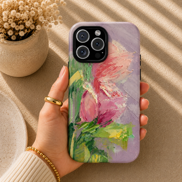 Soft Pink Tulip Phone Case – Original Floral Art by Alina Madan