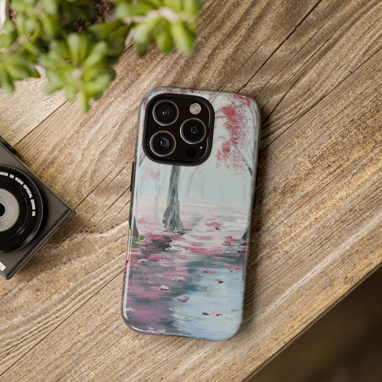 Misty Pink Forest Reflection Phone Case – Dreamy Impressionist Landscape by Alina Madan Art