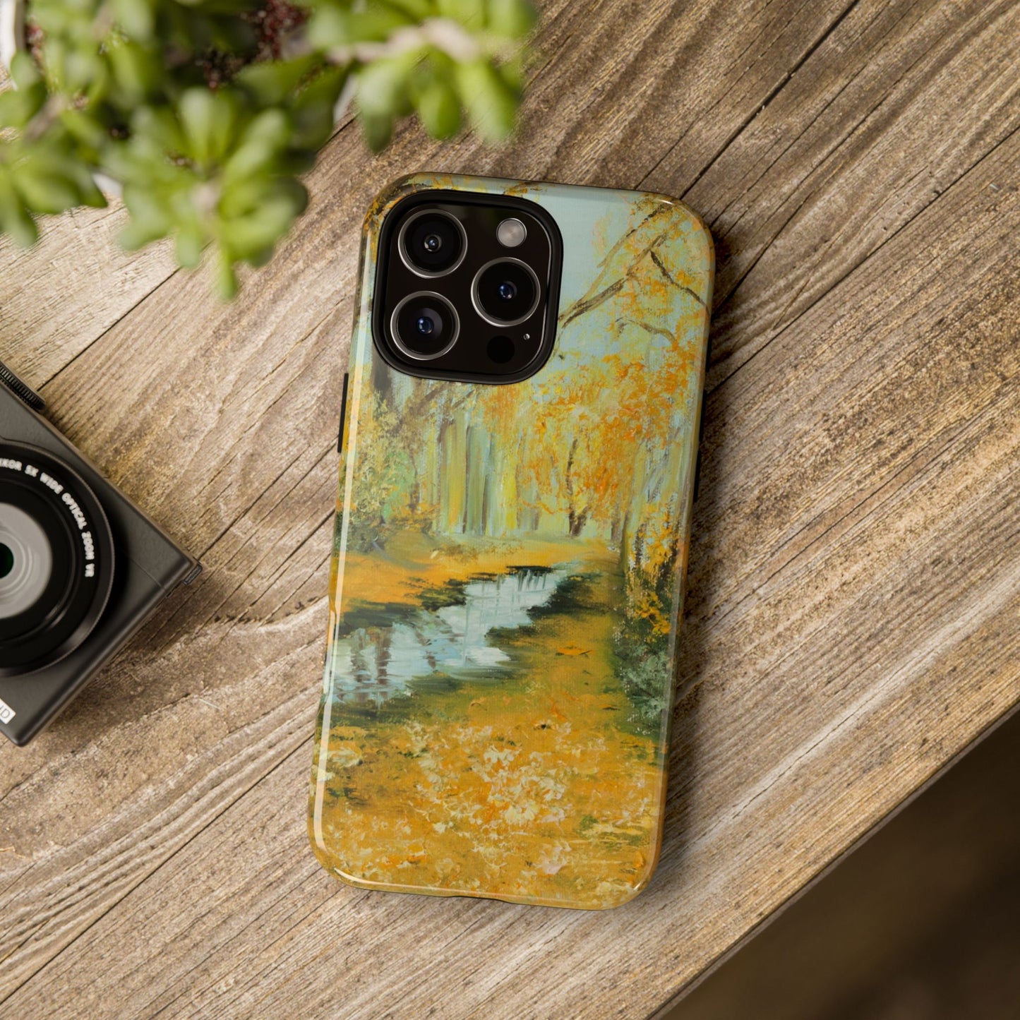 Golden Autumn Path Phone Case – Original Painting by Alina Madan Art