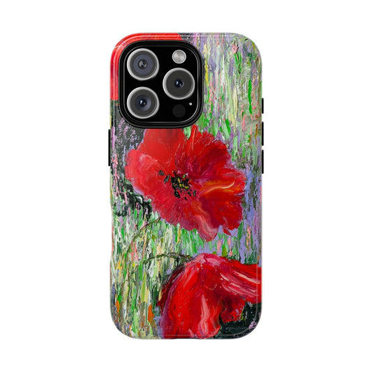 Red Poppy Garden Phone Case – Vibrant Floral Impressionist Painting by Alina Madan Art