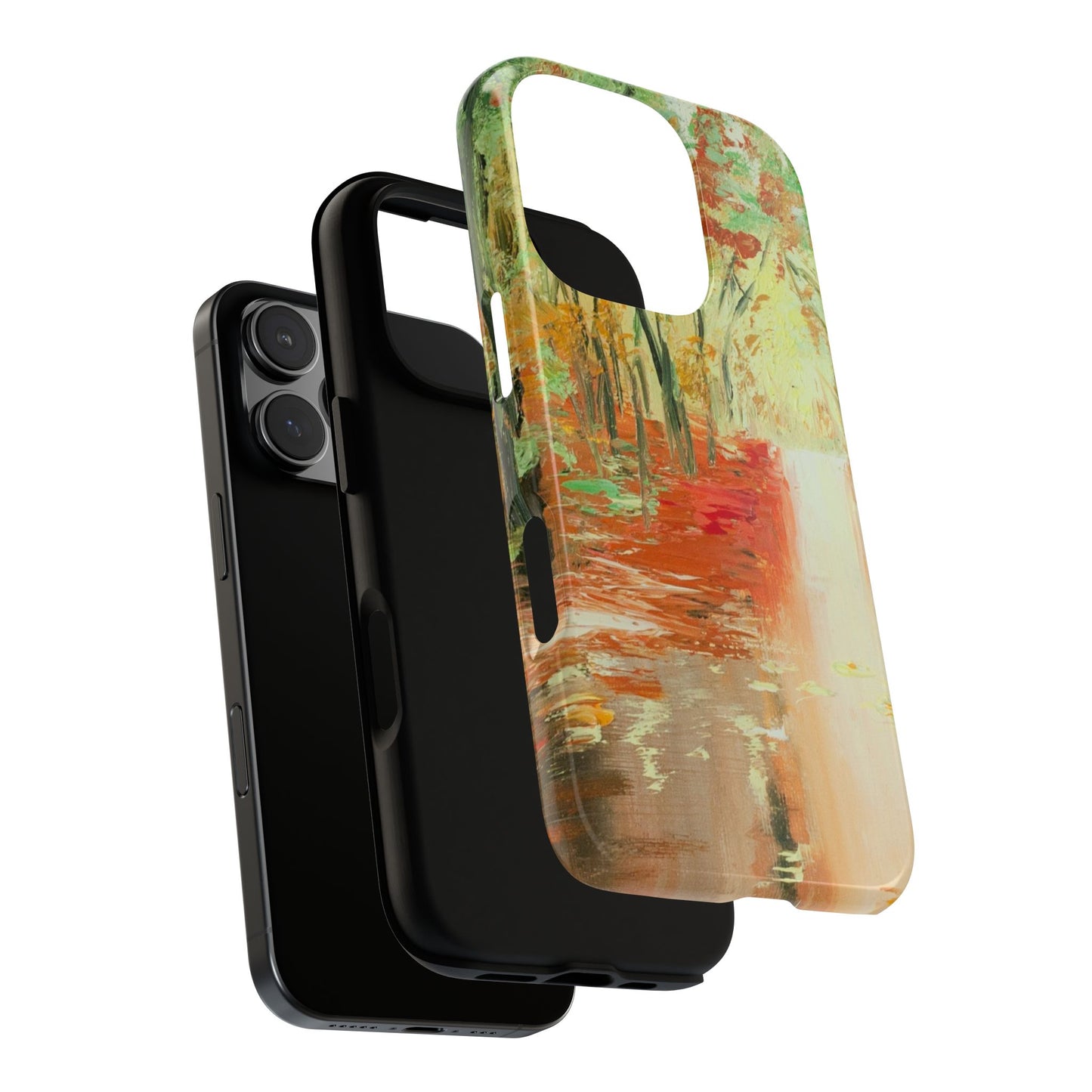 Golden Forest Reflection Phone Case – Impressionist Nature Painting by Alina Madan Art