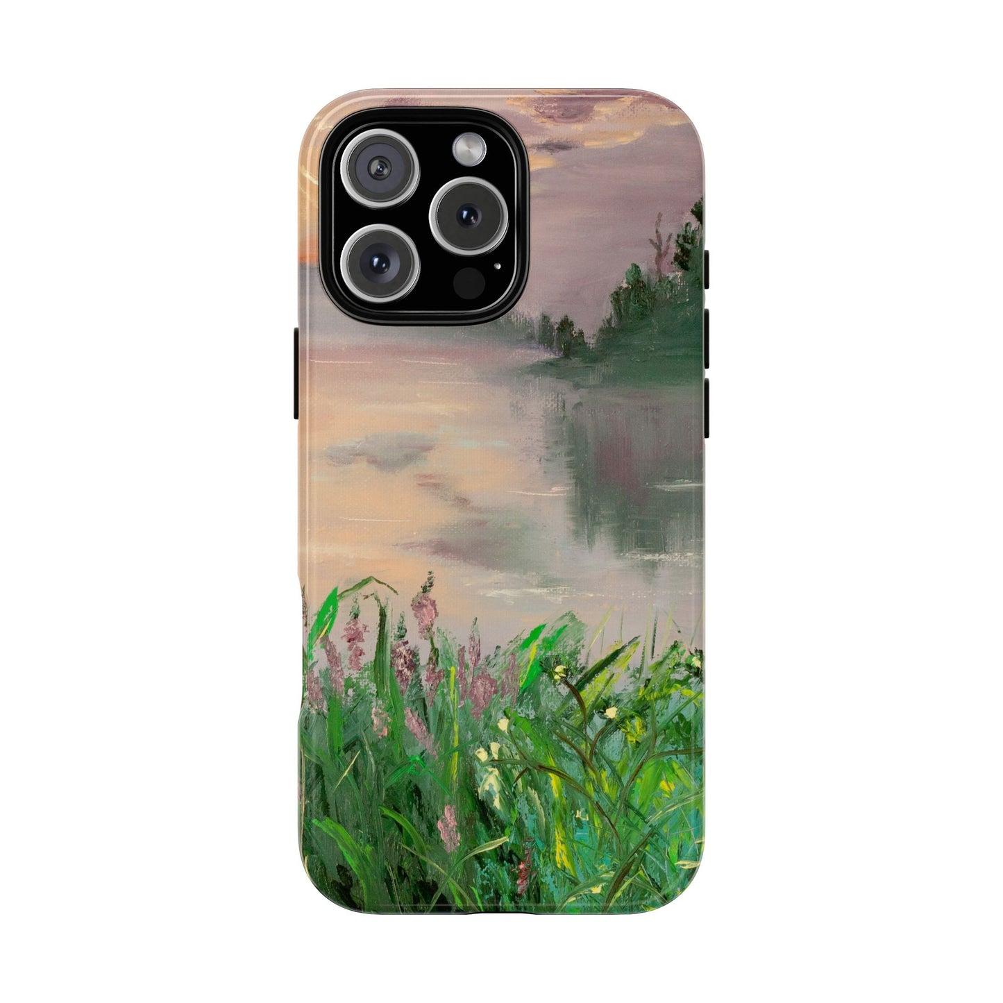 Misty Lakeside Meadow Phone Case – Original Painting by Alina Madan Art