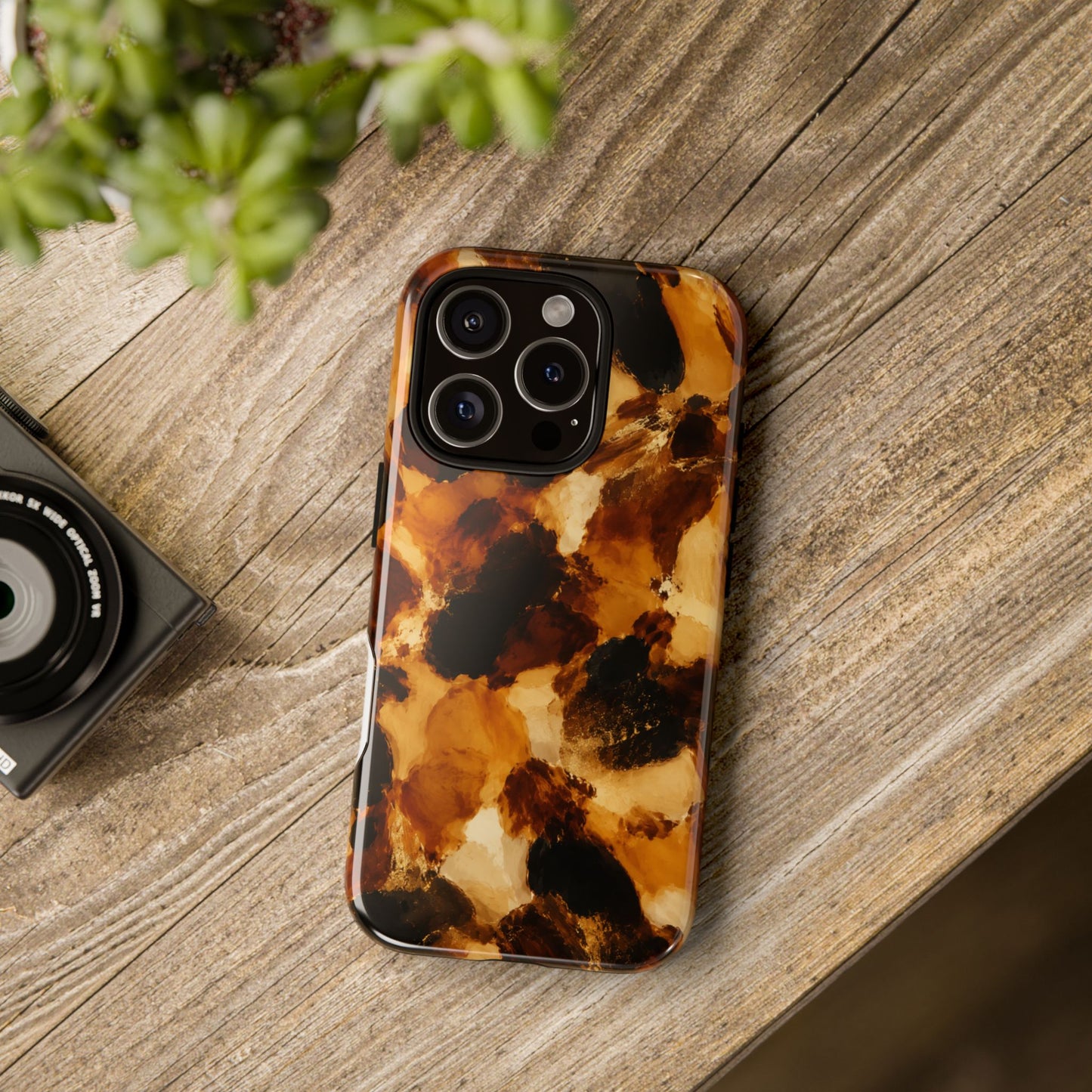 Luxury Amber Tortoise Phone Case  | Abstract Resin Art , Caramel Brown Designer Aesthetic