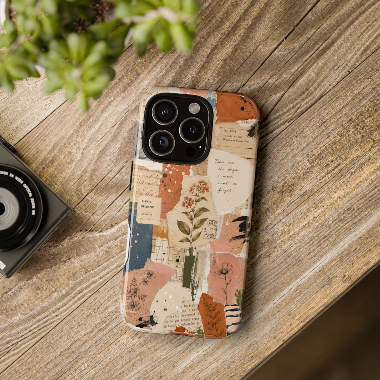 Vintage Botanical Collage Phone Case | Artistic Scrapbook , Journal Aesthetic