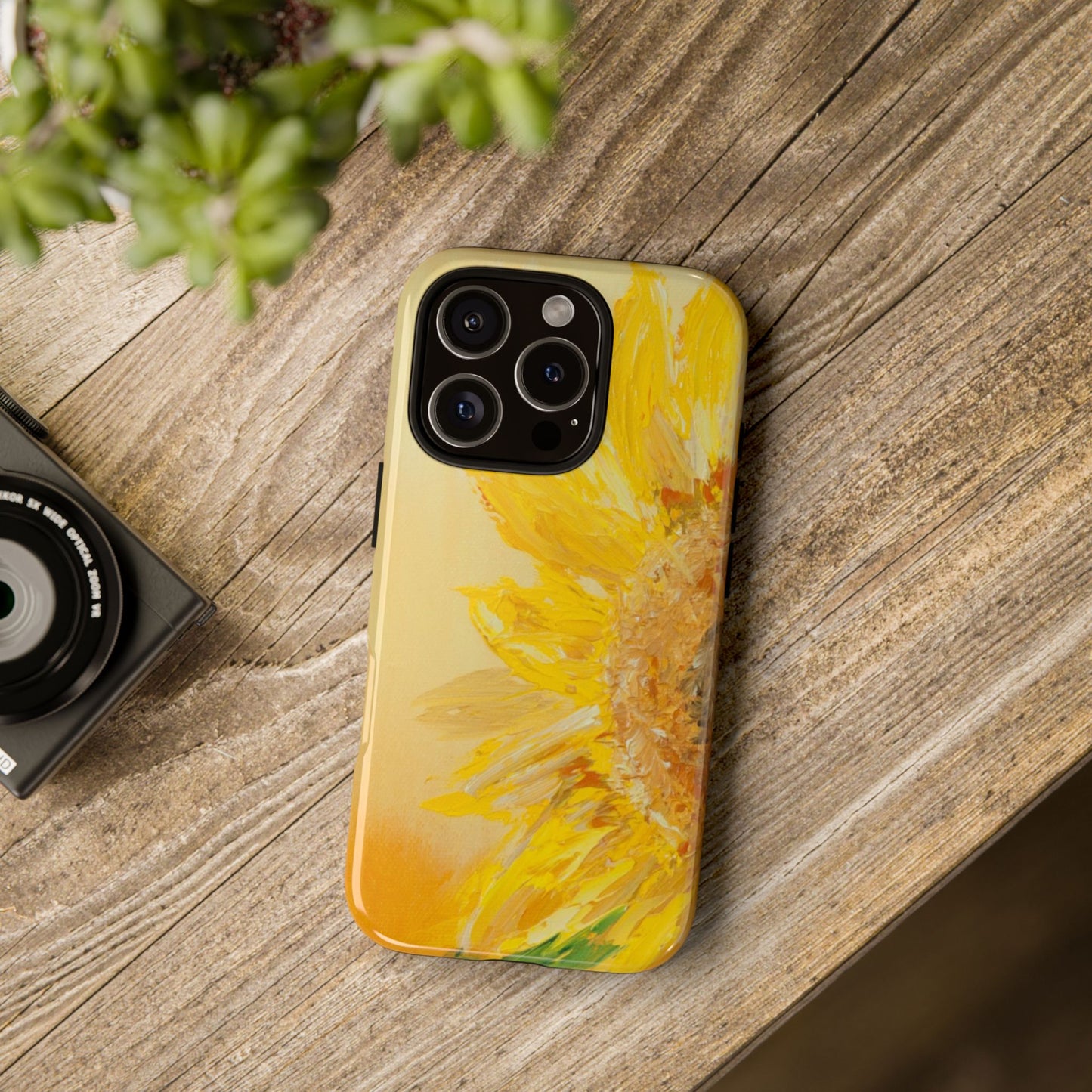Golden Sunflower Bloom Phone Case – Original Floral Painting by Alina Madan Art