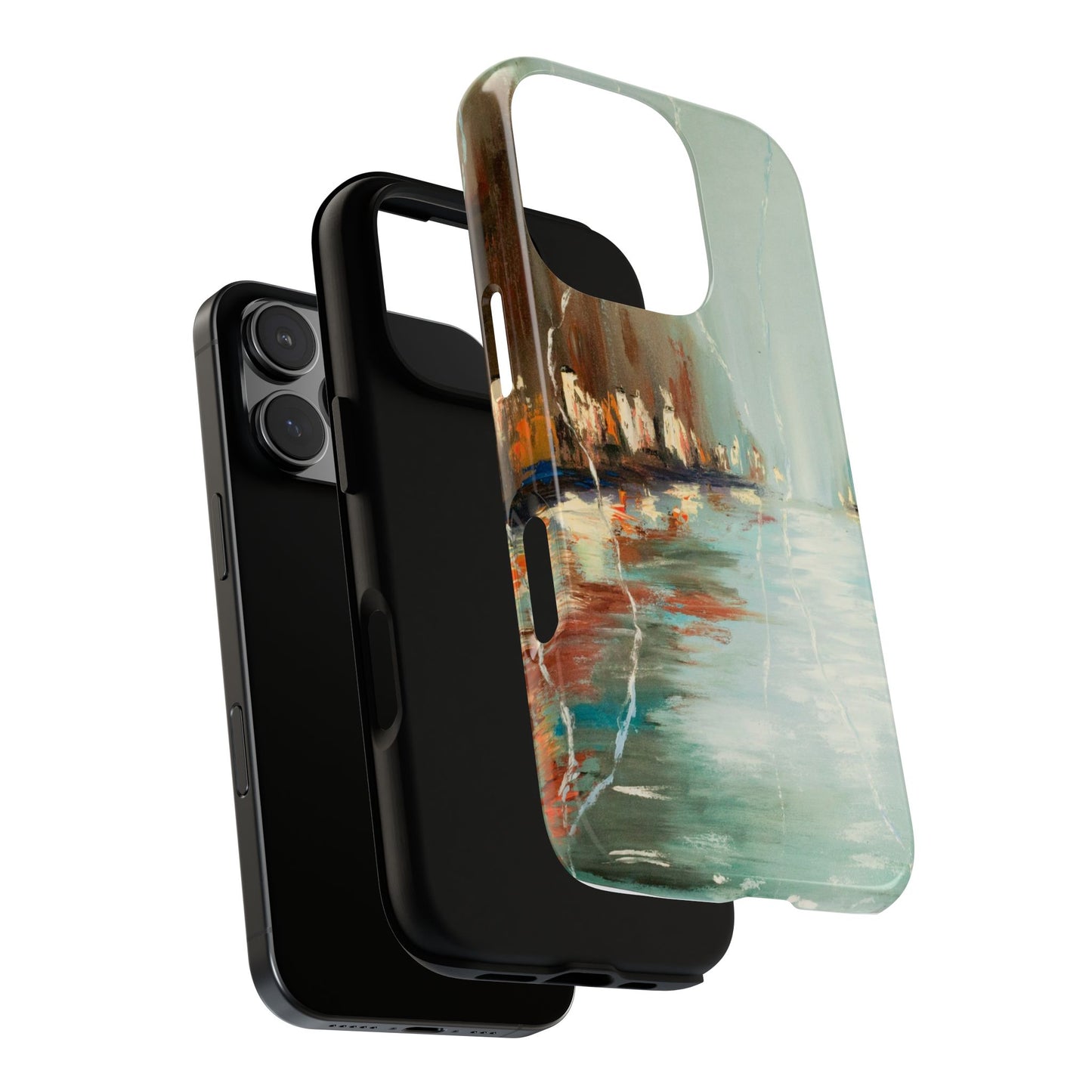 Rainy Cityscape Reflection Phone Case – Original Impressionist Painting by Alina Madan Art