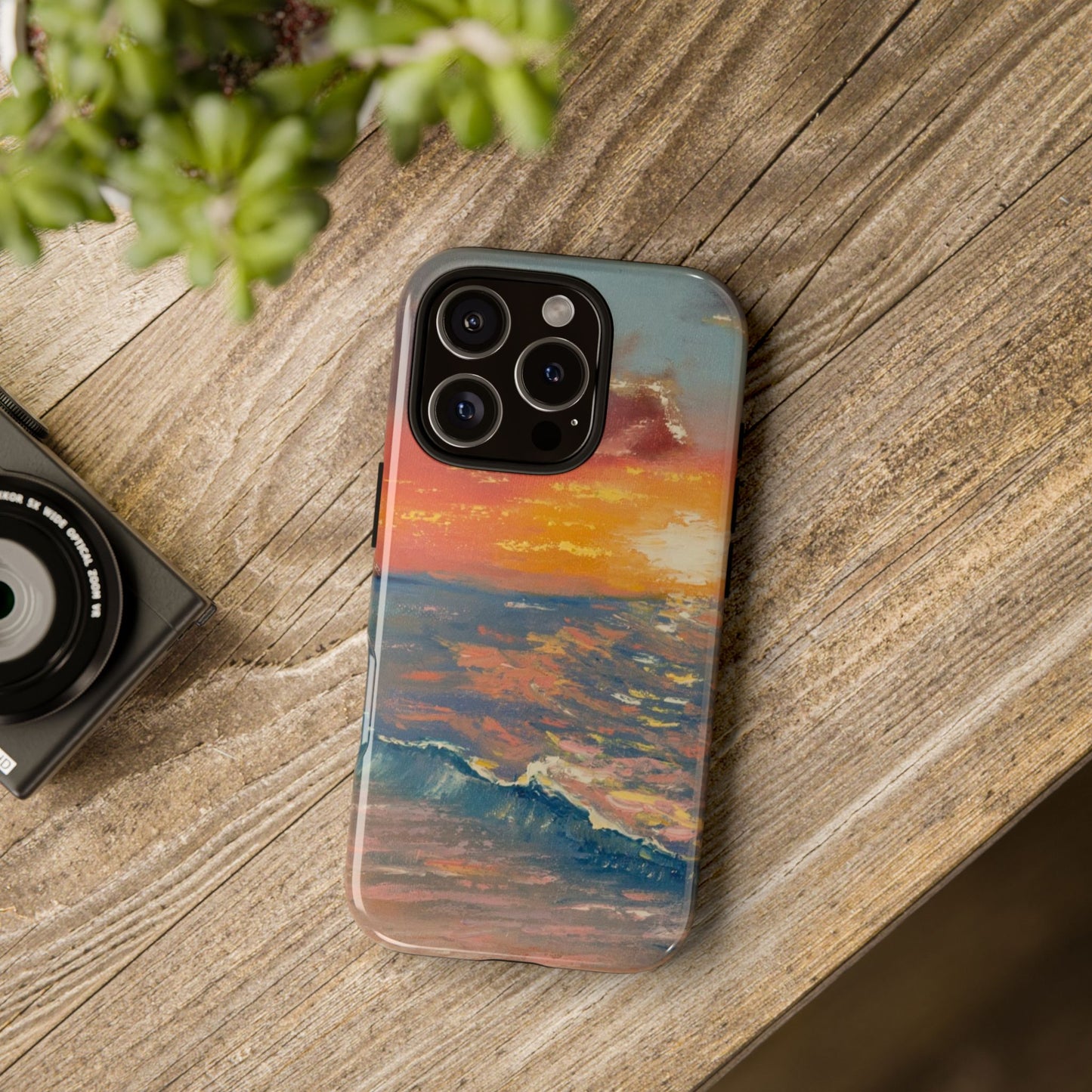 Golden Hour Ocean Wave Phone Case – Original Sunset Seascape Painting by Alina Madan Art