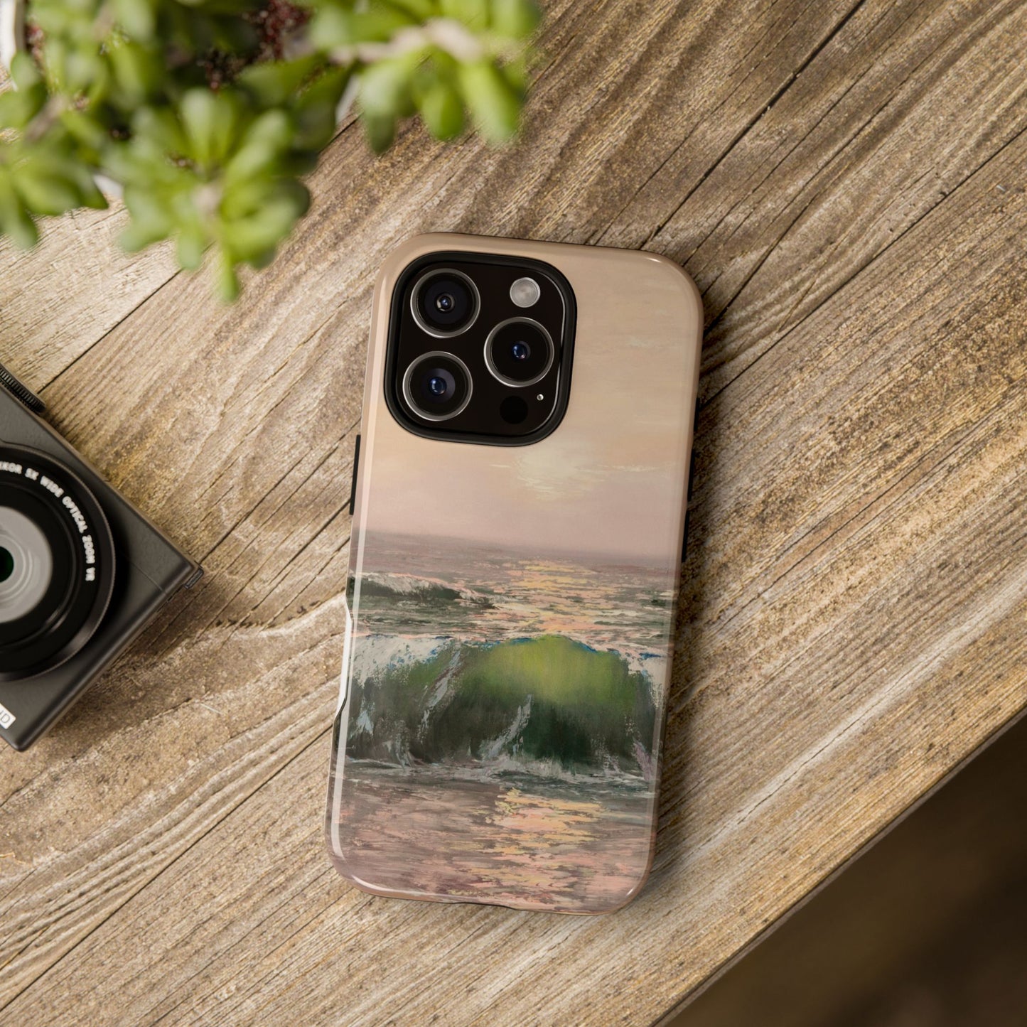 Golden Hour Ocean Wave Phone Case – Original Coastal Painting by Alina Madan Art