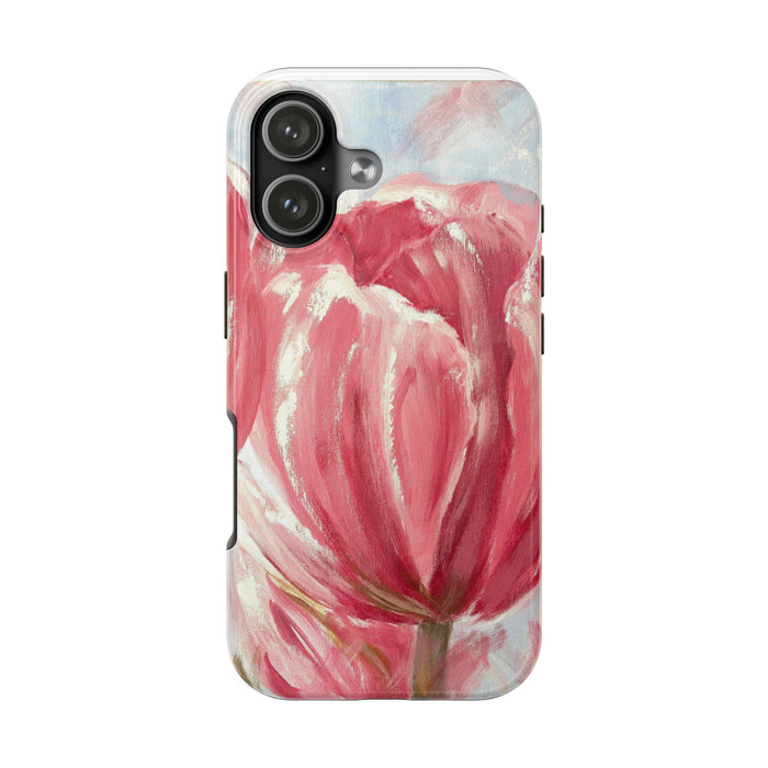 Pink Tulip Painting Tough Phone Case | Floral Phone Case, Watercolor Flower