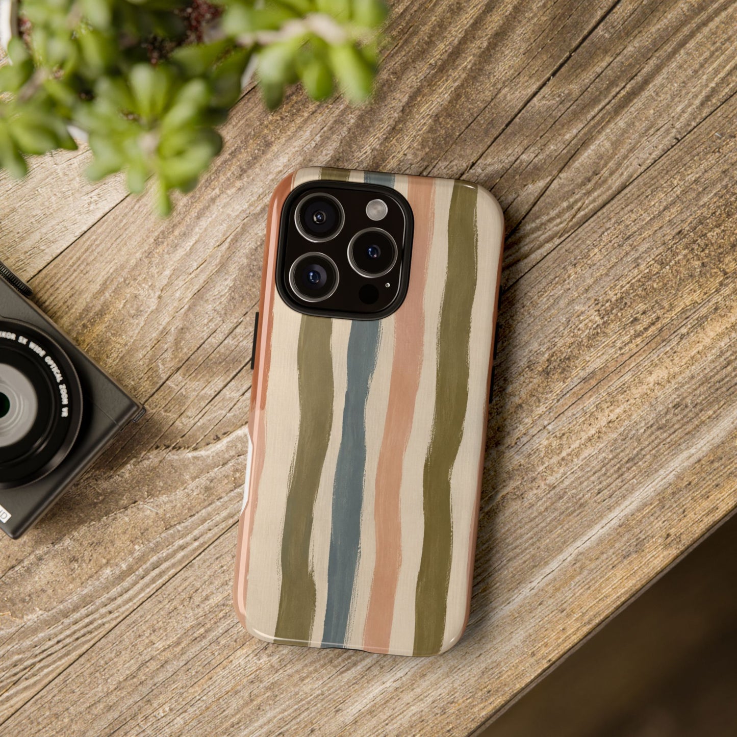 Boho Painterly Stripe Phone Case  | Earth Tone Abstract Stripe, Modern Neutral Artistic Cover