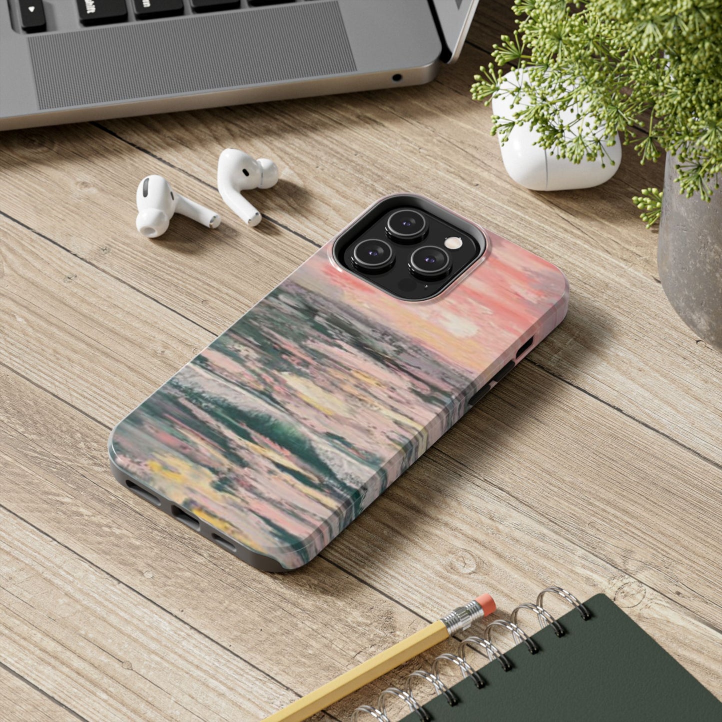 Pink Sunset Seascape Phone Case | Original Coastal Art by Alina Madan Art
