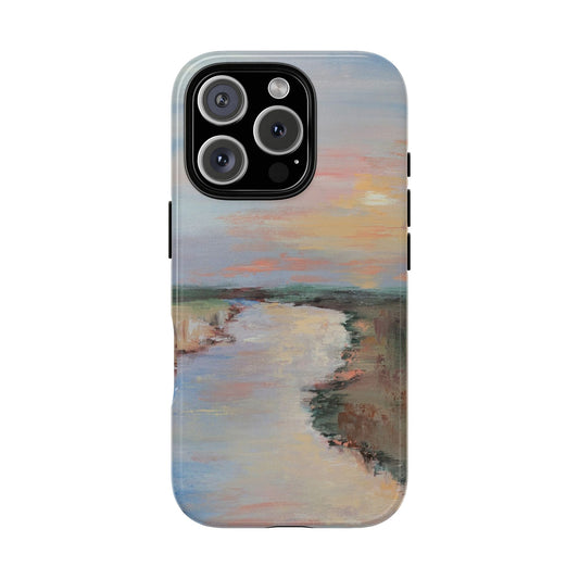 Pastel River Sunset Phone Case – Original Landscape Painting by Alina Madan Art