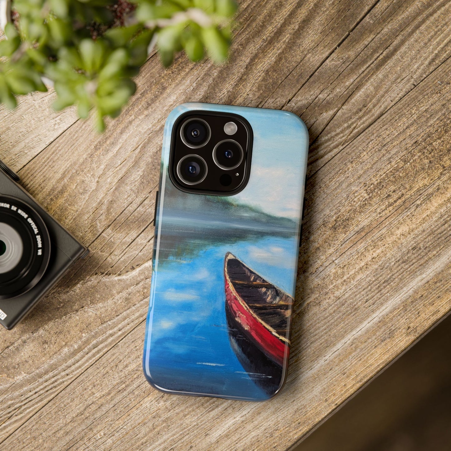 Silent Lake Canoe Phone Case – Original Painting by Alina Madan Art