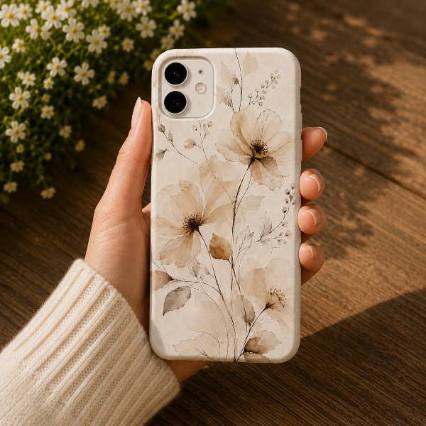 Neutral Botanical Phone Case | Minimalist Watercolor Floral
