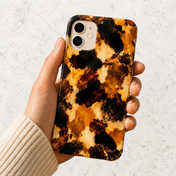 Luxury Amber Tortoise Phone Case  | Abstract Resin Art , Caramel Brown Designer Aesthetic