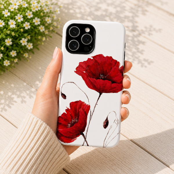 Poppies Flower Phone Case | Artistic Red Floral Cover
