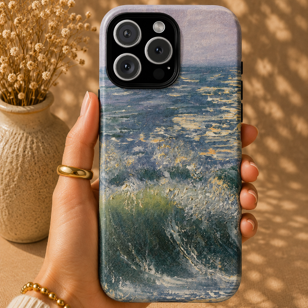 Seafoam Light Waves Phone Case – Original Painting by Alina Madan Art