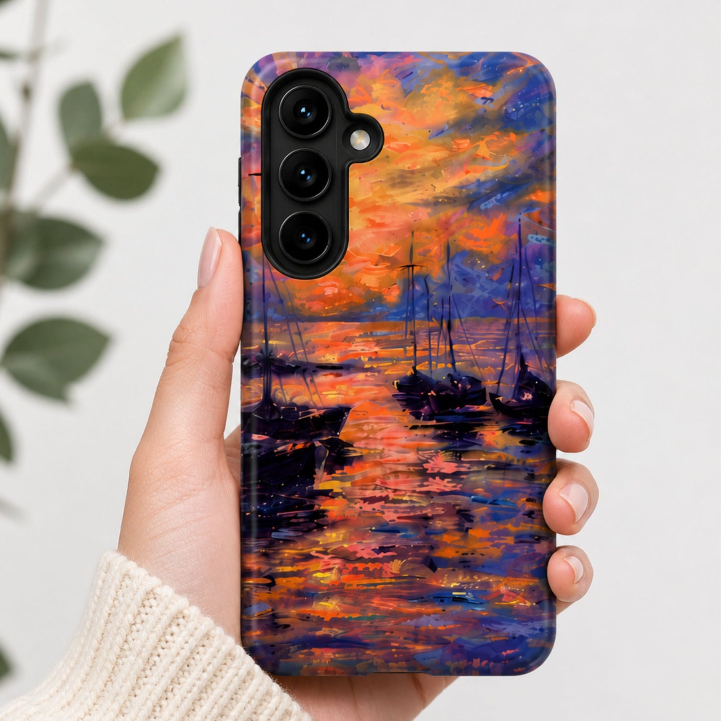 Original Sailboats at Sunset Phone Case | Impressionist Seascape Art