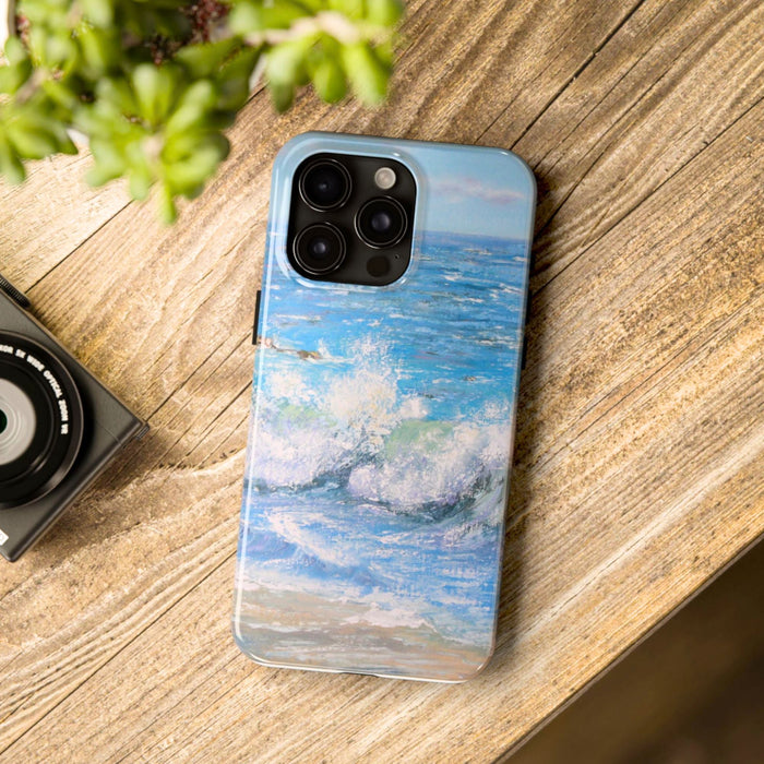 Ocean Wave Painting Tough Phone Case | Seascape Beach Art, Blue Waves