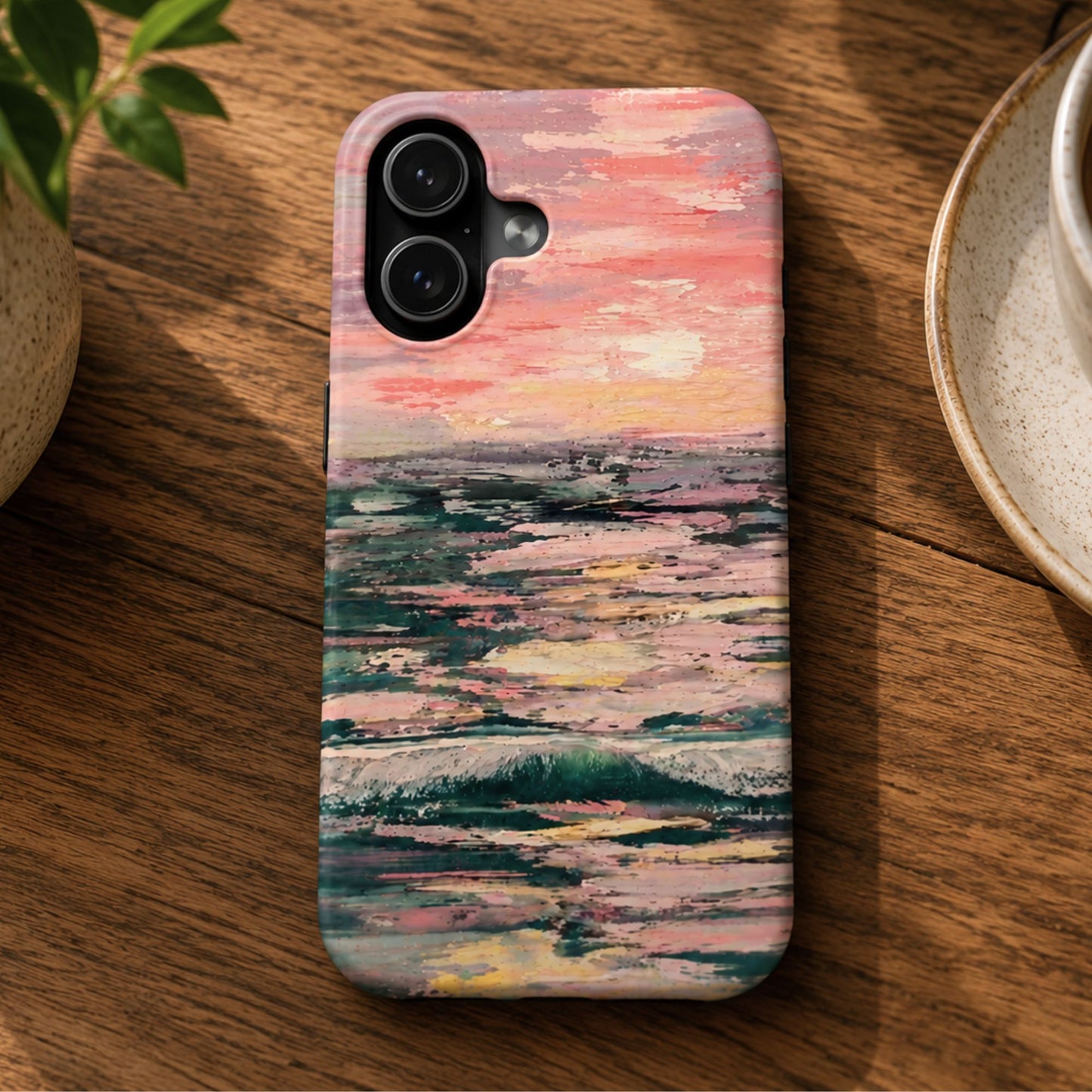 Pink Sunset Seascape Phone Case | Original Coastal Art by Alina Madan Art