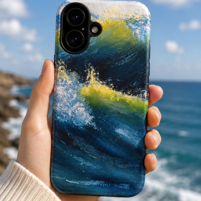 Blue Wave Ocean Phone Case | Original Coastal Art by Alina Madan Art