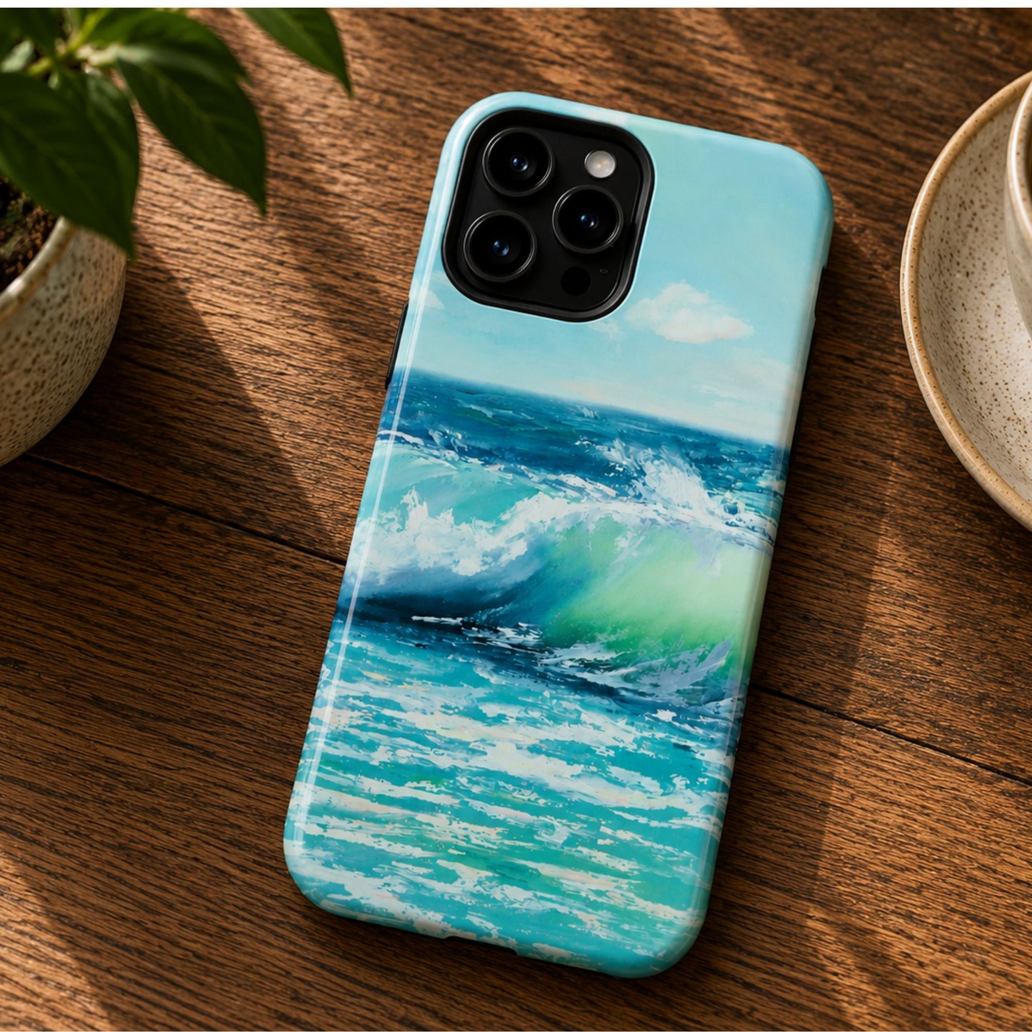 Blue Wave Seascape Phone Case | Ocean Art iPhone Case | Coastal Sky Phone Cover