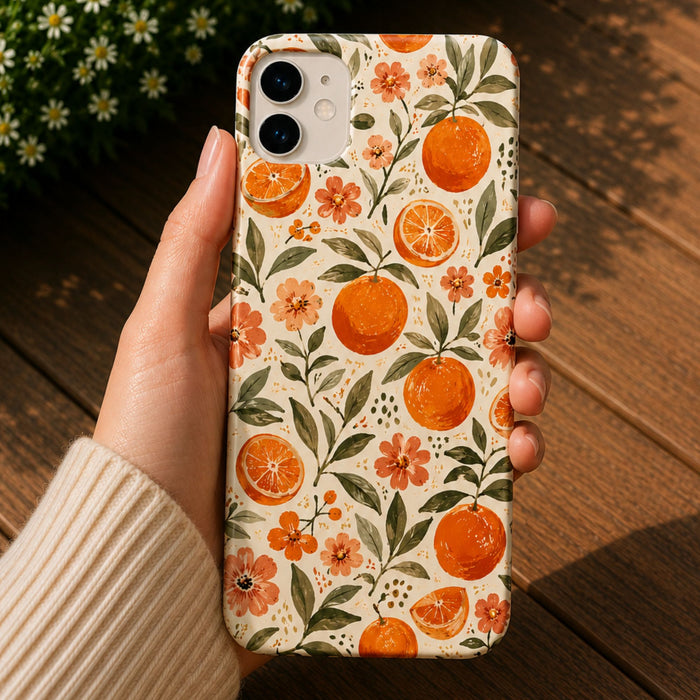 Citrus Floral Phone Case  | Mediterranean Orange Botanical iPhone Case