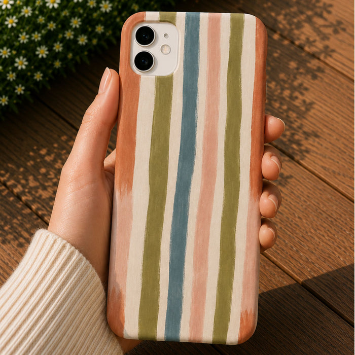 Boho Painterly Stripe Phone Case  | Earth Tone Abstract Stripe, Modern Neutral Artistic Cover