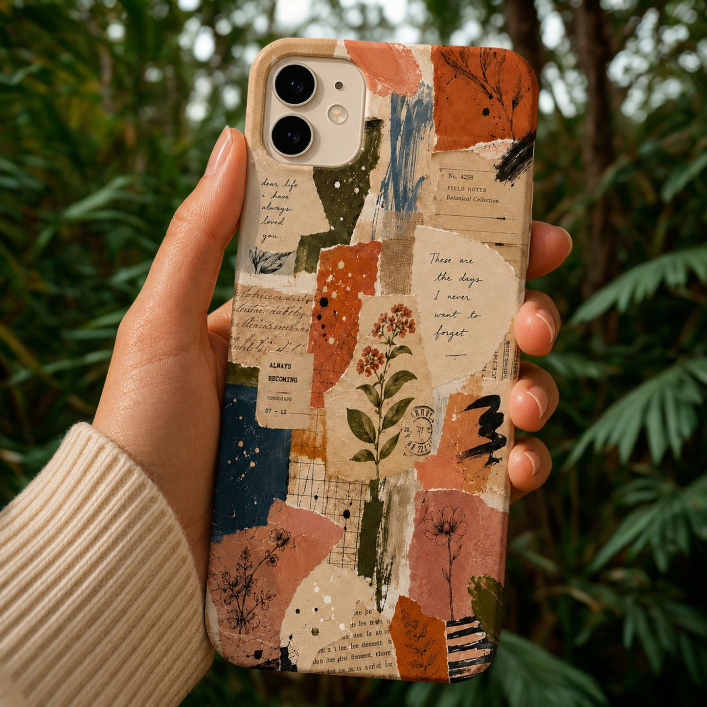 Vintage Botanical Collage Phone Case | Artistic Scrapbook , Journal Aesthetic