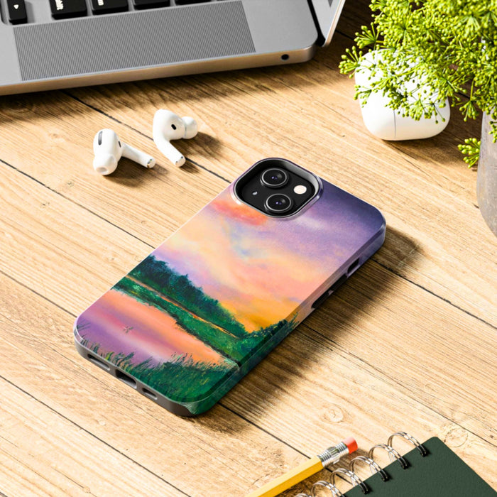 Water Sunset Phone Case | Original Lake Artwork by Alina Madan Art | Tough iPhone & Samsung Case