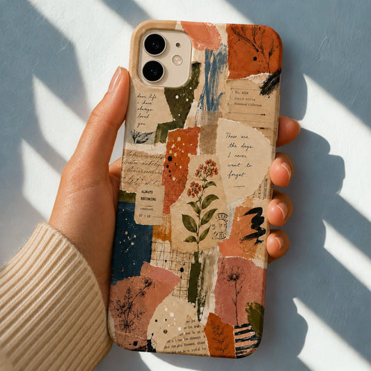 Vintage Botanical Collage Phone Case | Artistic Scrapbook , Journal Aesthetic
