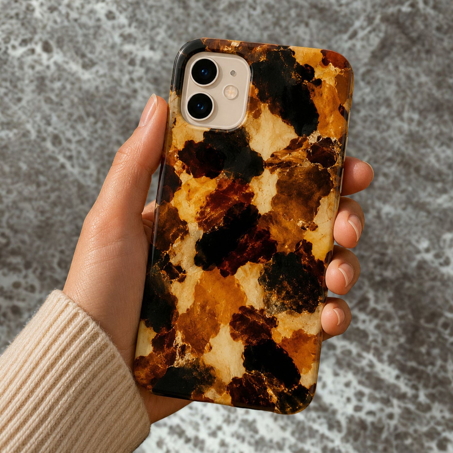Luxury Amber Tortoise Phone Case  | Abstract Resin Art , Caramel Brown Designer Aesthetic