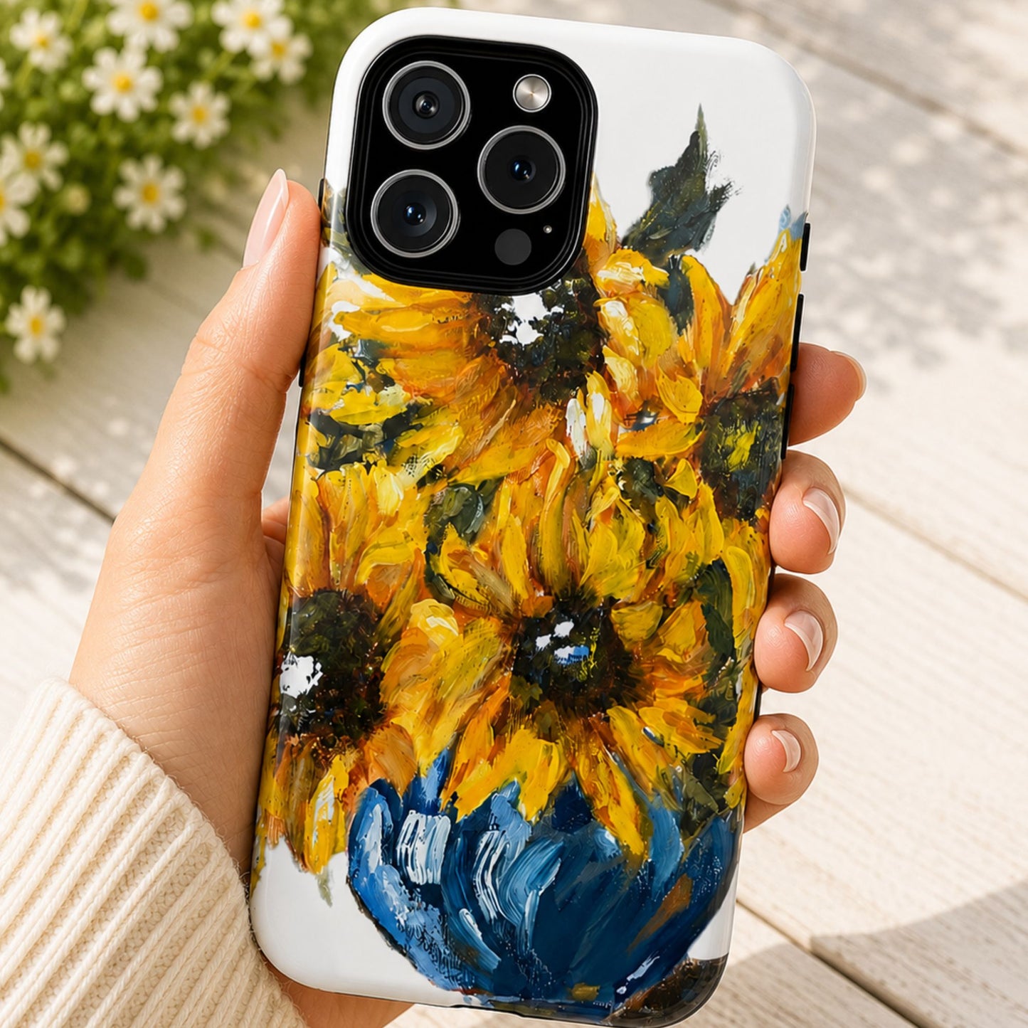 Sunflowers in Blue Vase Phone Case | Artistic Floral Cover